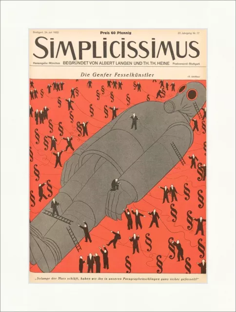 Titelseite der Nummer 17 von 1932 Erich Schilling Genf Simplicissimus 1914