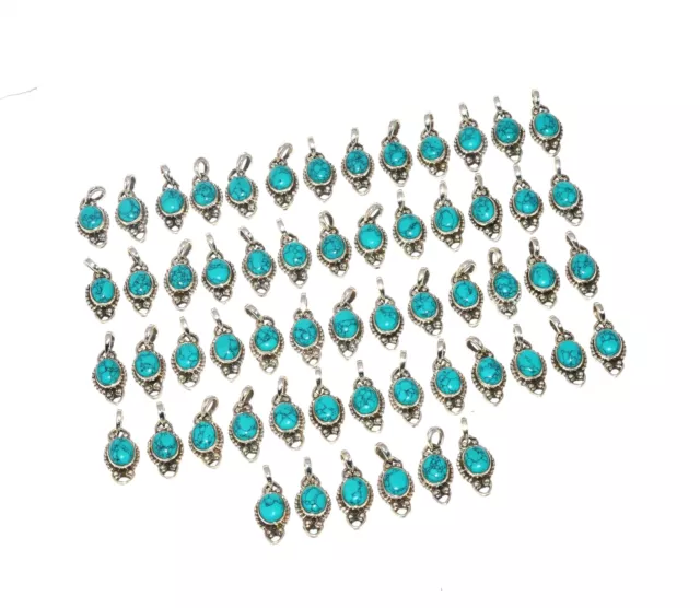 WHOLESALE 58PC 925 SOLID STERLING SILVER BLUE TURQUOISE PENDANT LOT m279
