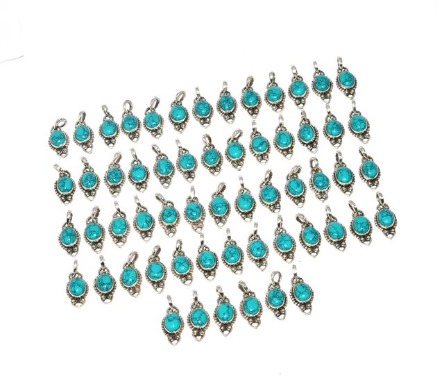 WHOLESALE 58PC 925 SOLID STERLING SILVER BLUE TURQUOISE PENDANT LOT m279