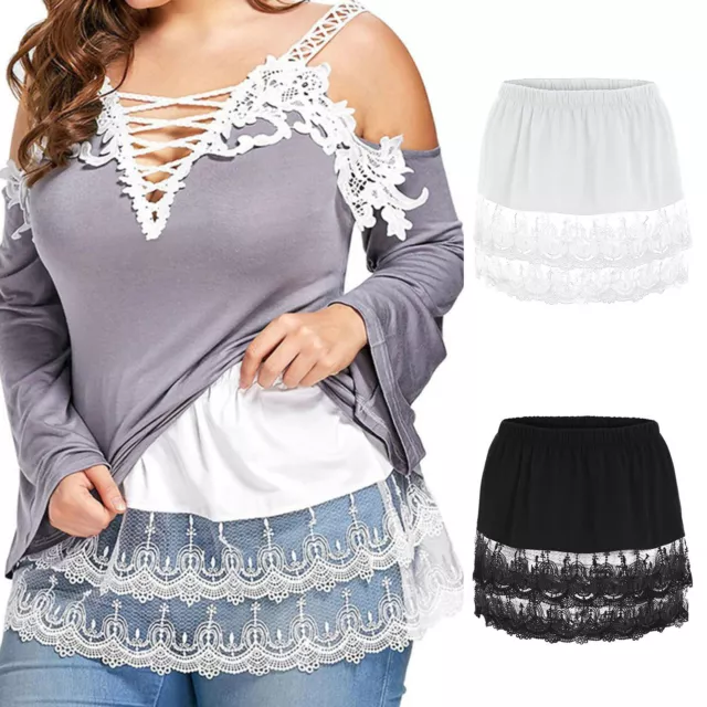 FALSE BOTTOMING HEM Polyester Miss Shirt Extenders Underskirt Half $15.68 -  PicClick AU
