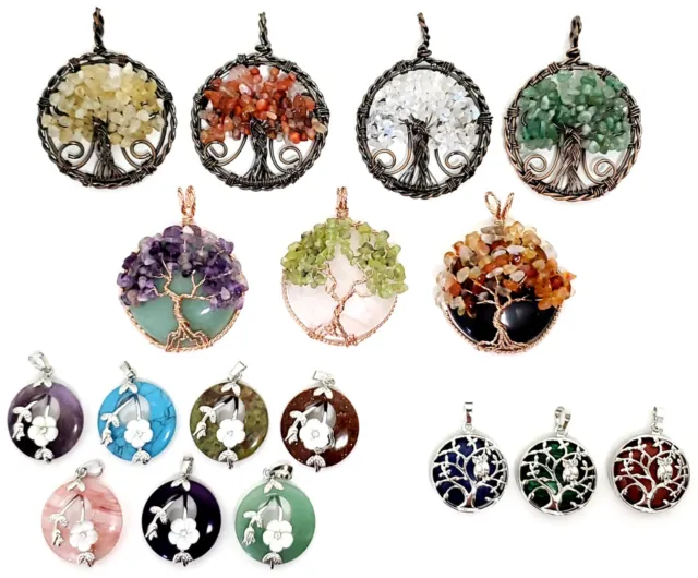 Tree of Life and Other Stone / Crystal Necklace Pendants - Choice of Pendant