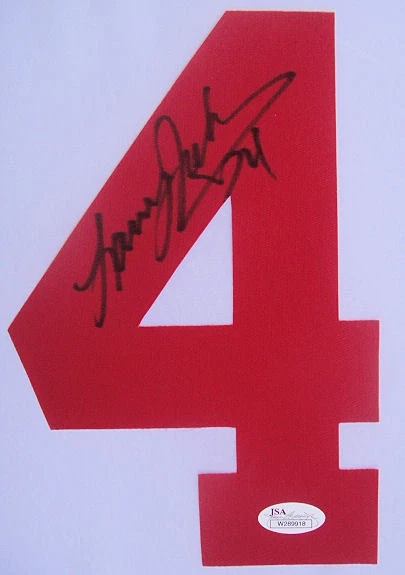 Larry Johnson Signed Authentic 8" INCH RED UNLV Jersey # Number JSA