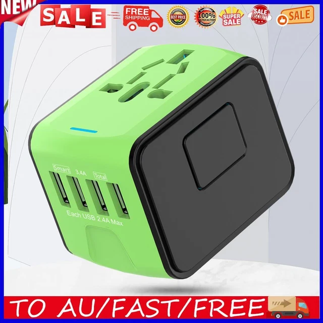Outlet Adapter Socket Converter AC Power Plug Adapter for AU UK EU US(Green)