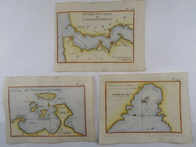Turkey, Bosporus, Dardanelles, Sea of Marmara, J. Roux, 1764, lot of 3 maps