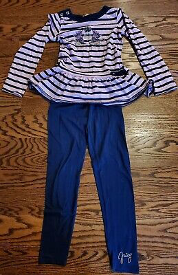 Juicy Couture Shirt And Pants Set Size Girls 12 Pink Striped Shirt