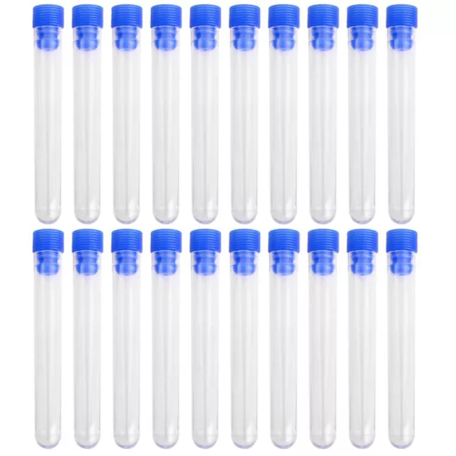 20 Pcs Clear Plastic Test Tubes Sample Bottle Container Lab Round Bottom