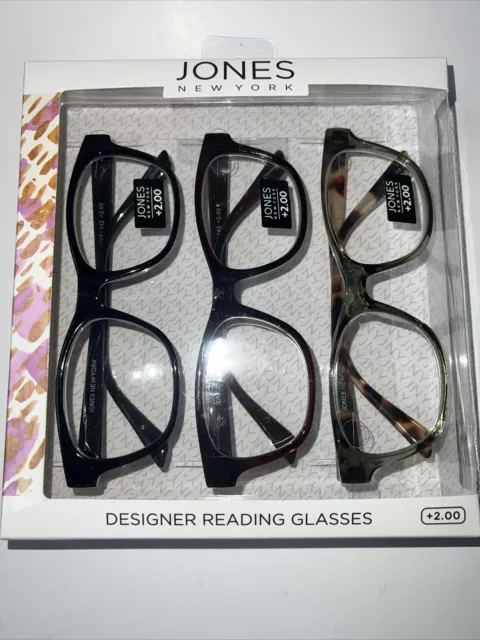 JONES NEW YORK Signature 3 Pair +2.00 Reading Glasses Readers for Women ...