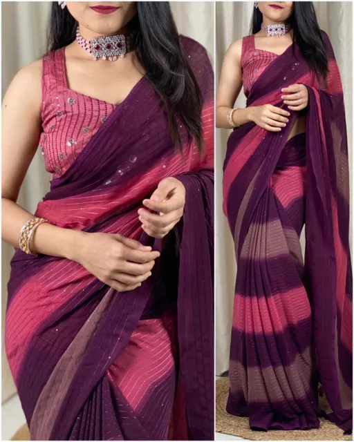 Georgette Sequins work Saree