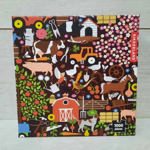 Kikkerland Puzzles - Farm - 1000 Piece Jigsaw Puzzle - Brand New Sealed Box Worn