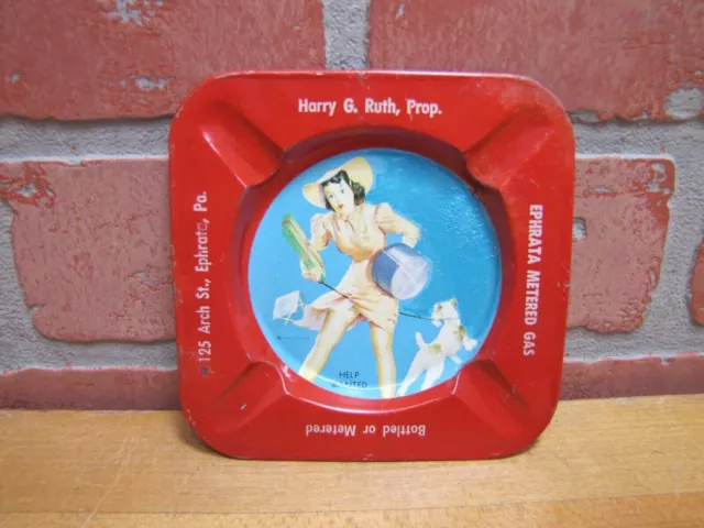 Harry Ruth Prop Ephrata Metered Gas Pa Old Risque Advertising Ashtray Tray