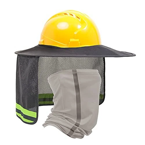 Hard Hat Sun Shade, Full Brim Mesh Neck Sun Shield, High Visibility Sun Grey