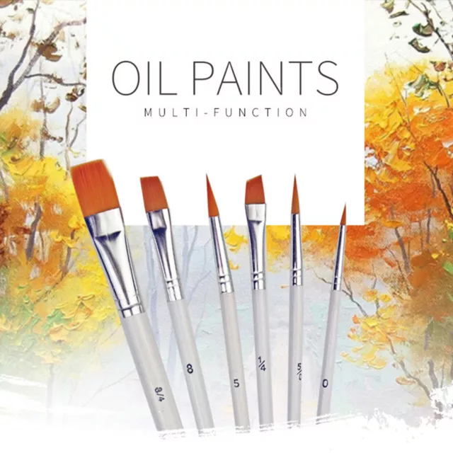 6Pcs Art Painting Brushes Set Acrylic Oil Watercolor Artist Paint Brush Set `-wf