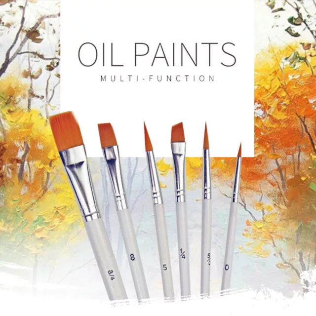 6pc Art Painting Brushes Set Acrylic Oil Watercolor Artist Paint Brush Set -FRFR
