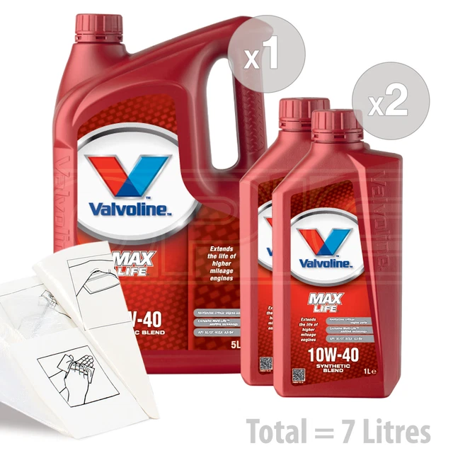 CAR ENGINE OIL Service Kit / Pack 7 LITRES Valvoline MaxLife 10W40