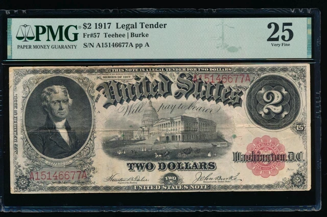 AC Fr 57 1917 $2 Legal Tender PMG 25  !!