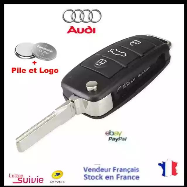 Coque Clé Boitier Télécommande Audi   A3 A4 A6 A8 Tt Q3 B6 B7 C6    3 Boutons