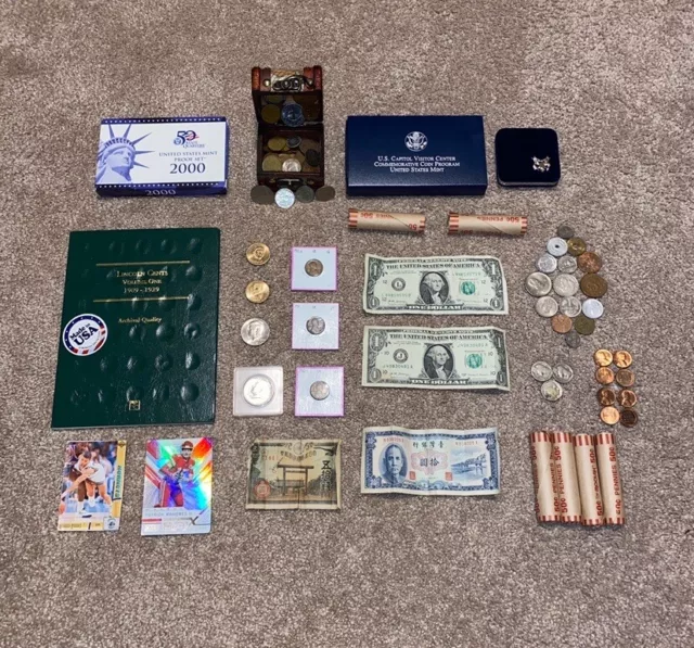 Estate Sale Coins ~ Auction Lot ~ US + Foreign + Silver  $ Currency Collection