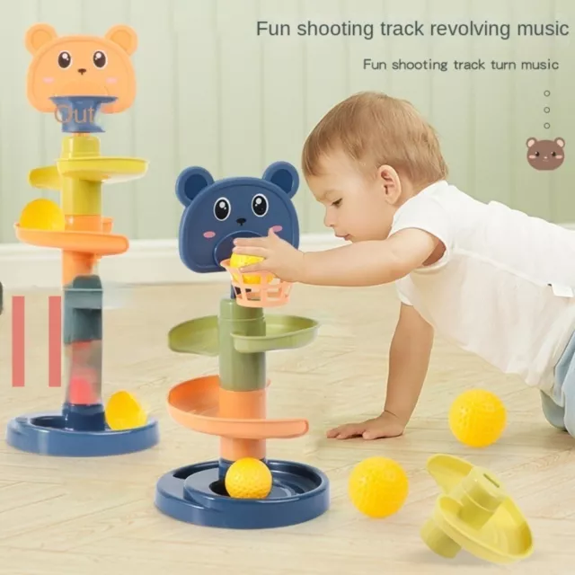 Montessori Early Educational Games Baby Toy Stacking Track Rolling Ball Tower