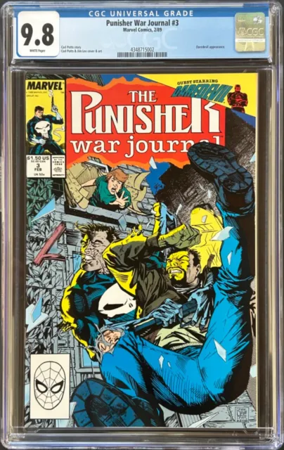 1989 Marvel PUNISHER WAR JOURNAL # 3 CGC 9.8 White Pages, Daredevil Appears!