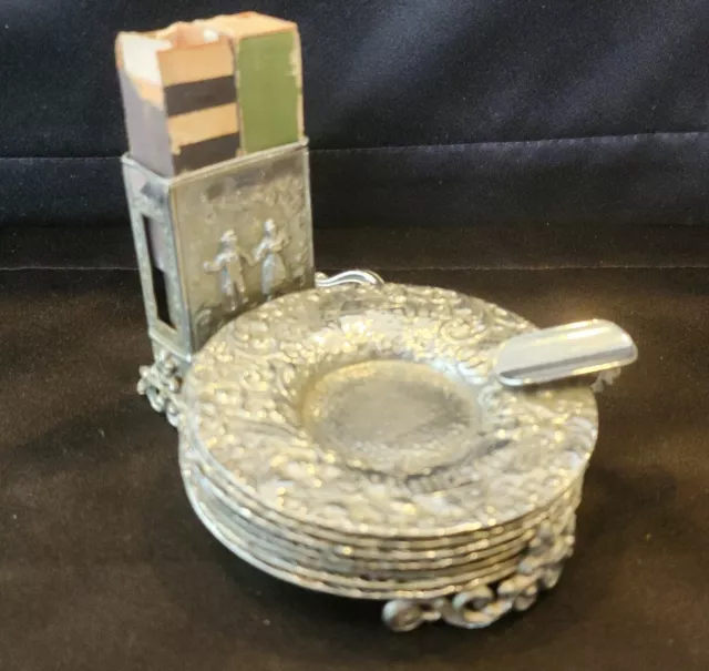 Barbour International Silverplate Ashtray with Match Holder #3287 Figural - gw5