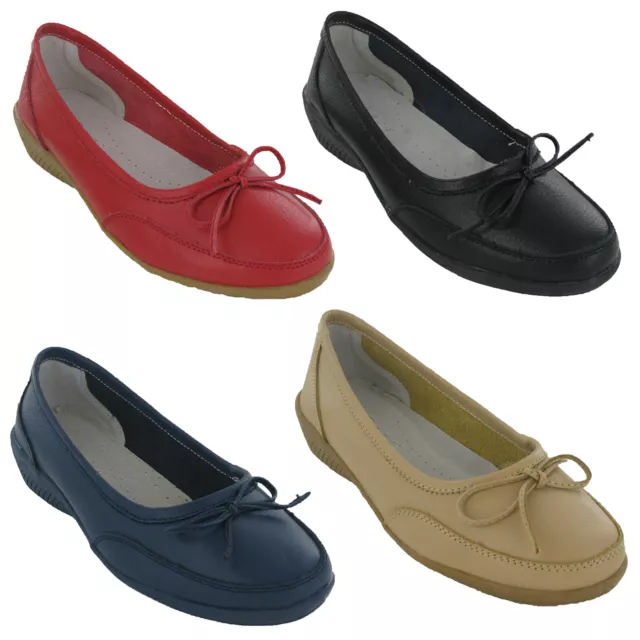 Femmes Bas Compensé Chaussures Cuir Véritable à Enfiler' Eaze Pour Comfort' UK