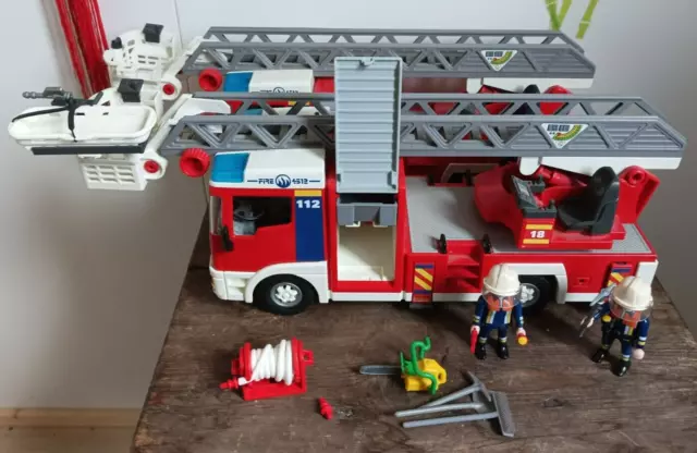 PLAYMOBIL LOT 2 camion pompier grande echelle 4820 1 complet origine 2  perso EUR 47,50 - PicClick FR