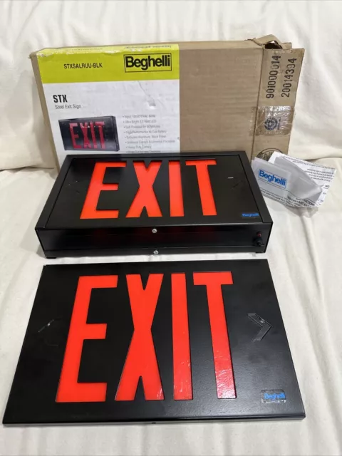 Beghelli STXSALRUU-BLK Black LED Steel Exit Sign