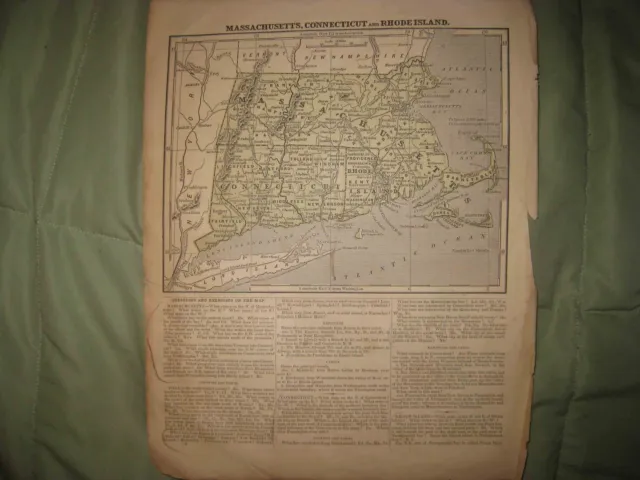 Antique 1844 Massachusetts Connecticut Rhode Island Morse Map Barnstable County