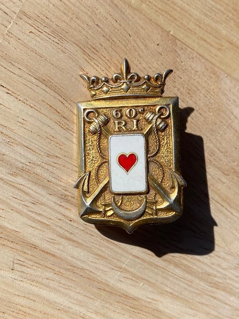 Insigne Militaire Français 60° RI As De Cœur - Régiment D'Infanterie - Vintage 1950-60