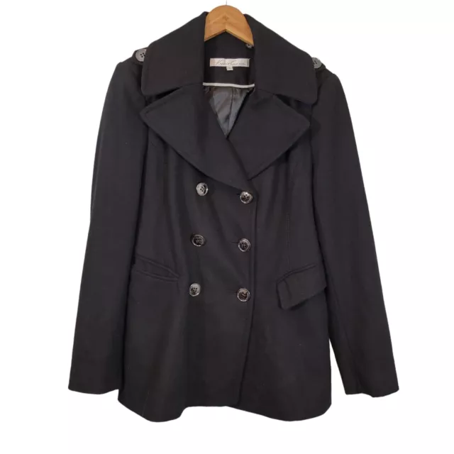 Kenneth Cole New York Black Wool Blend Pea Coat Women’s Size 10 Classic