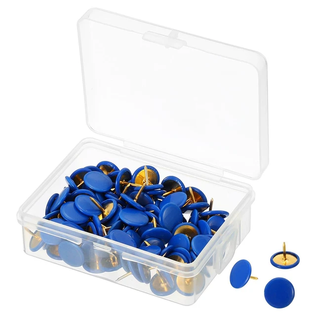 Pressione Spille,100pz Plastica Rotondità Oro Acciaio Punta,Blu