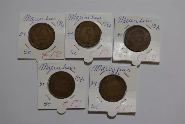 Mauritius - 5 Colonial Coins B49 #1747.