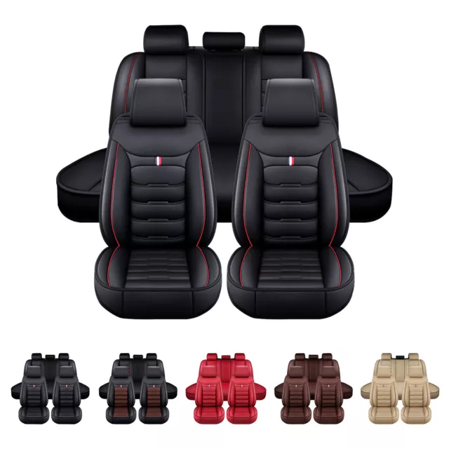 Fit For Hyundai Deluxe Black Red PU Leather Full Set Car Seat Covers Front Rear