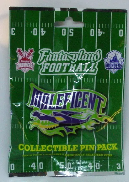 Disney Pin Collectible MALEFICENT FANTASY FOOTBALL  Mystery Pack Random Set of 5