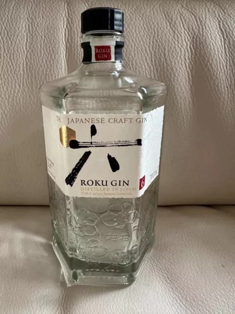 Empty Bottle Of Roku Gin- The Japanese Craft Gin- 70 Cl