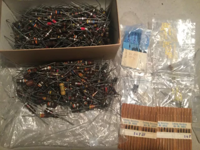 2 Pounds 10 ounces of Vintage Carbon Resistors plus other resistors