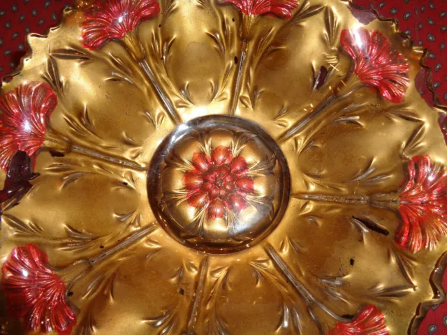 Goofus Glass Carnation Bowl] near mint-heavy gold baking-Dugan Glass--good condi 2