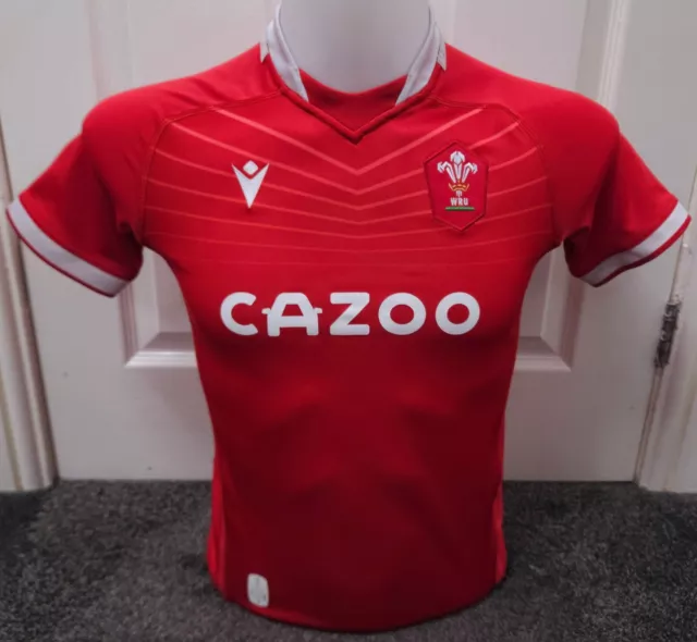 WRU Wales Rugby Macron Home Shirt 2021 2022 2023 Vintage Kids XS Age 11 12 Years