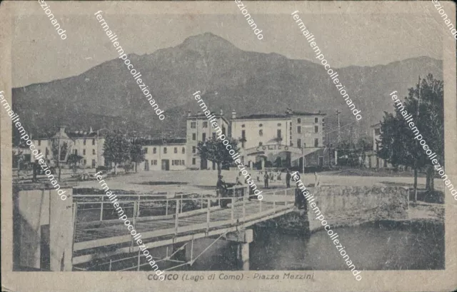 bs409 cartolina colico lago di como piazza mazzini 1942 lecco lombardia