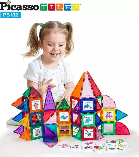 PICASSO TILES 102 pc Magnetic Building Block Set Early Education Kit *FAST  SHIP* $40.00 - PicClick