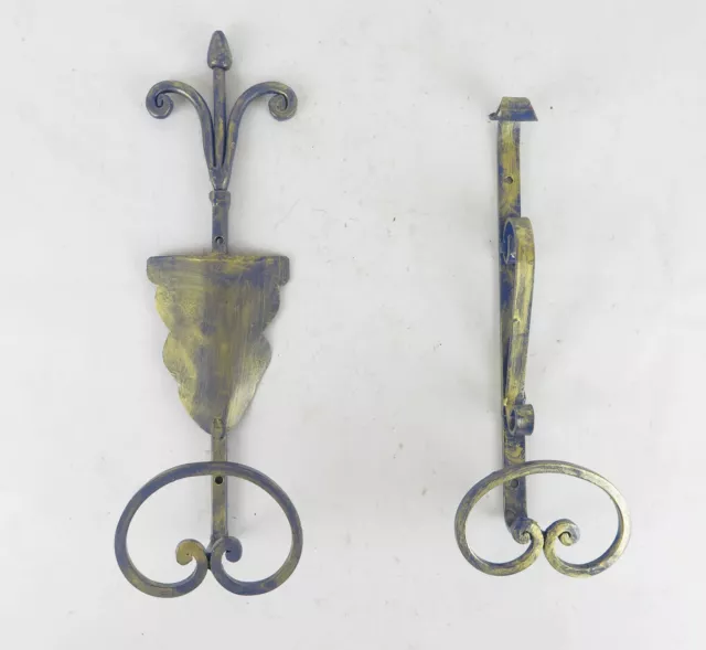 2 Coat Hangers Singles Wall Hanger Wall Vintage Wrought Iron CH16 D