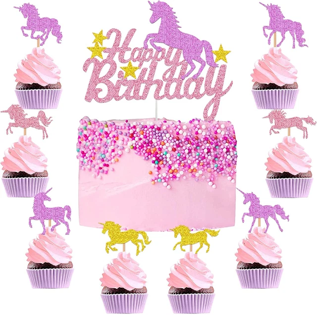 25 STÜCK EINHORN Tortendeko Geburtstag Deko Kuchendeko Einhorn Cupcake