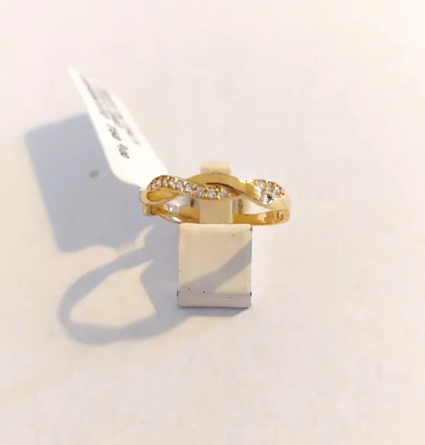 ANELLO DONNA ORO GIALLO 18 Kt E ZIRCONI Gr 1,85 MISURA 15 GARANZIA Eu/Gr 94,60