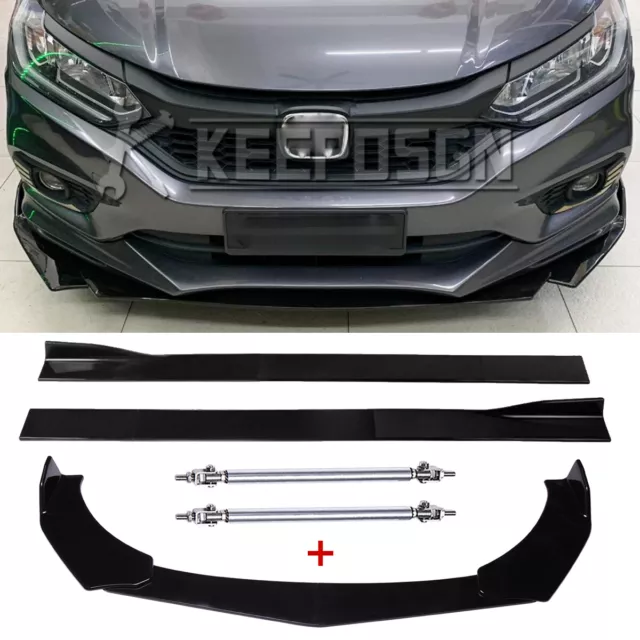 For Honda Civic Jazz City Gloss Front Bumper Lip Splitter Side Skirts Strut Rods