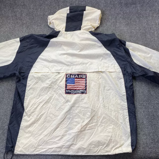VTG Chaps Ralph Lauren Windbreaker Men's Large White Anorak Jacket USA MADE 90s
