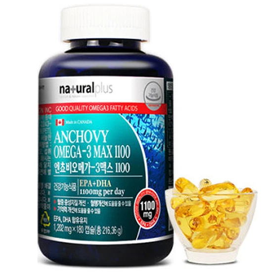 ANCHOVY OMEGA 3 1100 Vitamin D 1201mg x 180 Capsules 1 Bottle Natural