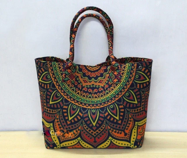 Indien Multi Floral Mandala Coton Hippie Sacs Plage Serviette Transporteur Sacs