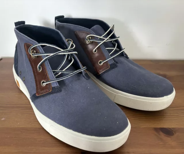 Timberland  Blue Canvas Chukka Boots Shoes Mens Size 9 Sensorflex