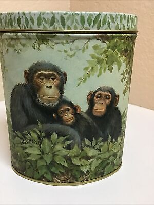 Vintage Oval Collectible Tin Keller-Charles of Philadelphia Chimpanzee Family