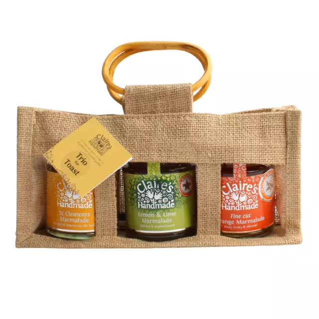 Selection of Breakfast Marmalades 'Trio for Toast' in Jute Gift Bag